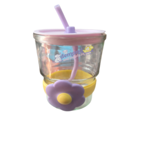 Glass Sippers For Cute Girls-Purple Floral