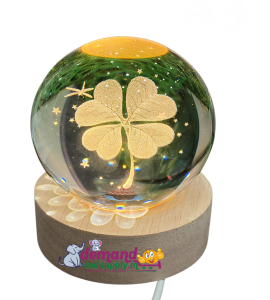 Crystal Ball Night Light with Wooden Base (Magic FlowerI)-3D