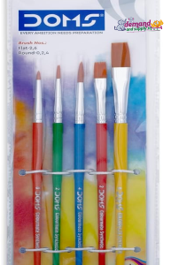DOMS Paint Brush Set (Flat & Round)-Colourmate Synthetic