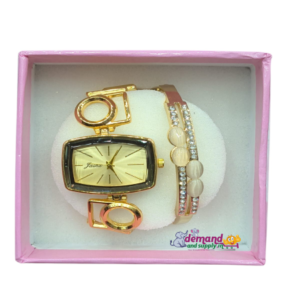 Watch with Bracelet-Golden Color
