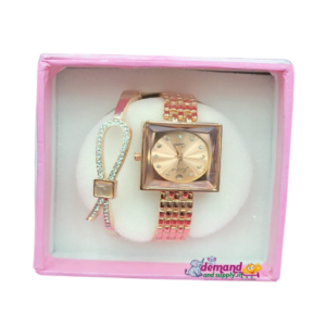 Watch with Bracelet-Rose Gold Color (Square)